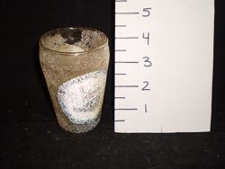 Juice glass frosted with candle