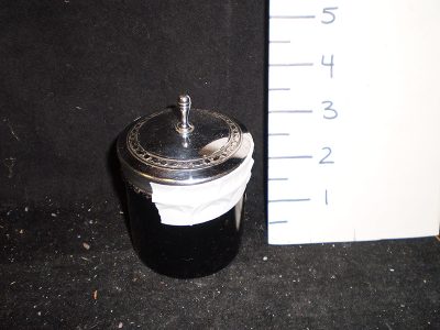 Tobacco tin, round, small, silver top