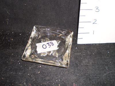 Ashtray, square, glass, flower inlay