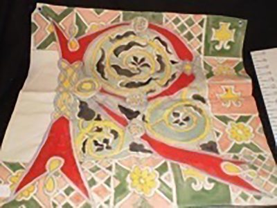 Banner, square, “S” & “R” monograms in art