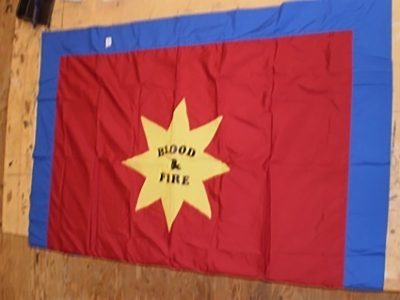 Banner, “Blood and Fire” in a star