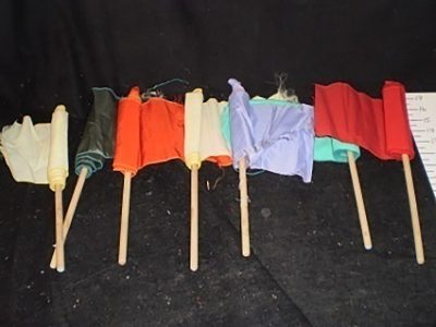 Flags on poles, various single colors, plain