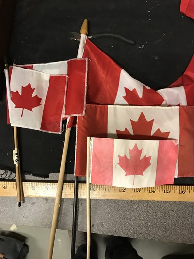 Canada flags, small, old, on poles