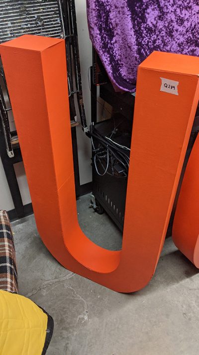 Orange big wooden letter U
