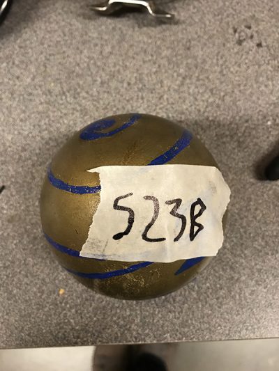 Bouncing Ball Painted Gold and Blue
