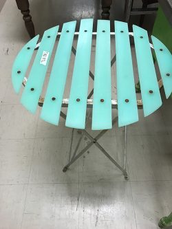 Patio Table, Slatted, Round, Green