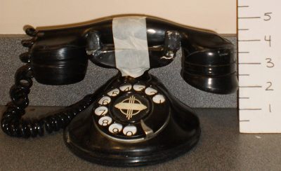 Antique rotary desk top phone, black