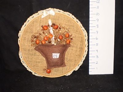 Burlap and dried flower embroidery