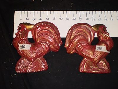 Ceramic rooster hanging red and gold