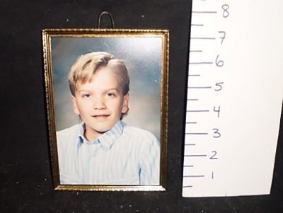 5x7 80’s gold frame with elementary school photo