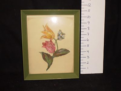 Green framed tulip painting