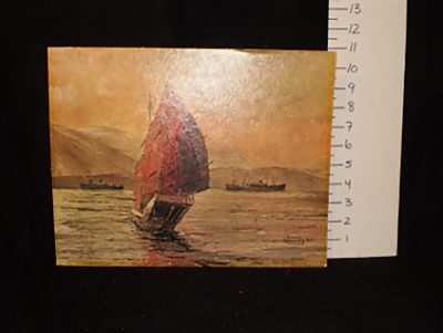 11x14 cardboard print pf sailboat at sunset