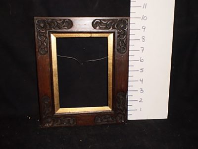 Wooden frame 8x10” dark wood engraved w/gold trim