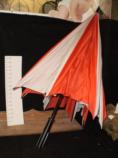 Red and White Umbrella w/ black handle
