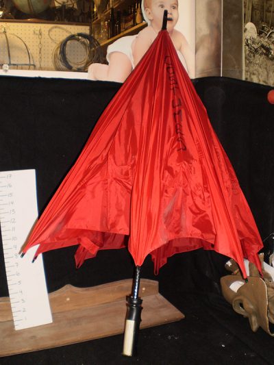 Red Umbrella, black handle with name tag insert