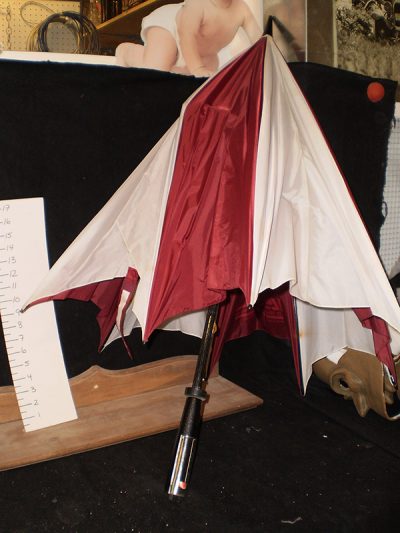 Burgundy and white Umbrella w/ black handle